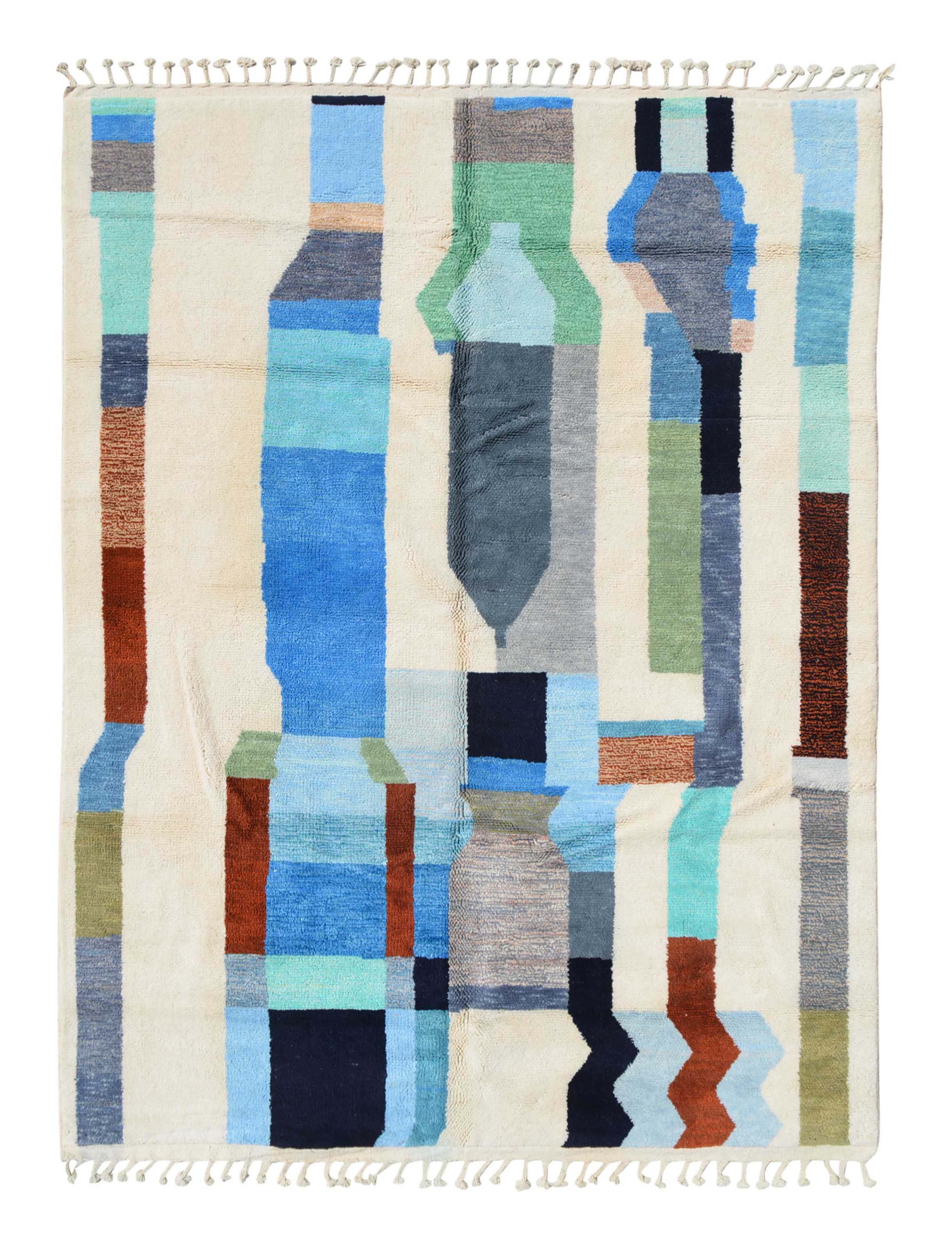 Aquatica Handmade Moroccan Rug - Abstract Blue and Green Design