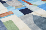 Aquatica Handmade Moroccan Rug - Abstract Blue and Green Design