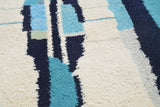 asablanca Blue | 5'x8' Modern Abstract Blue & Black Striped Azilal Rug