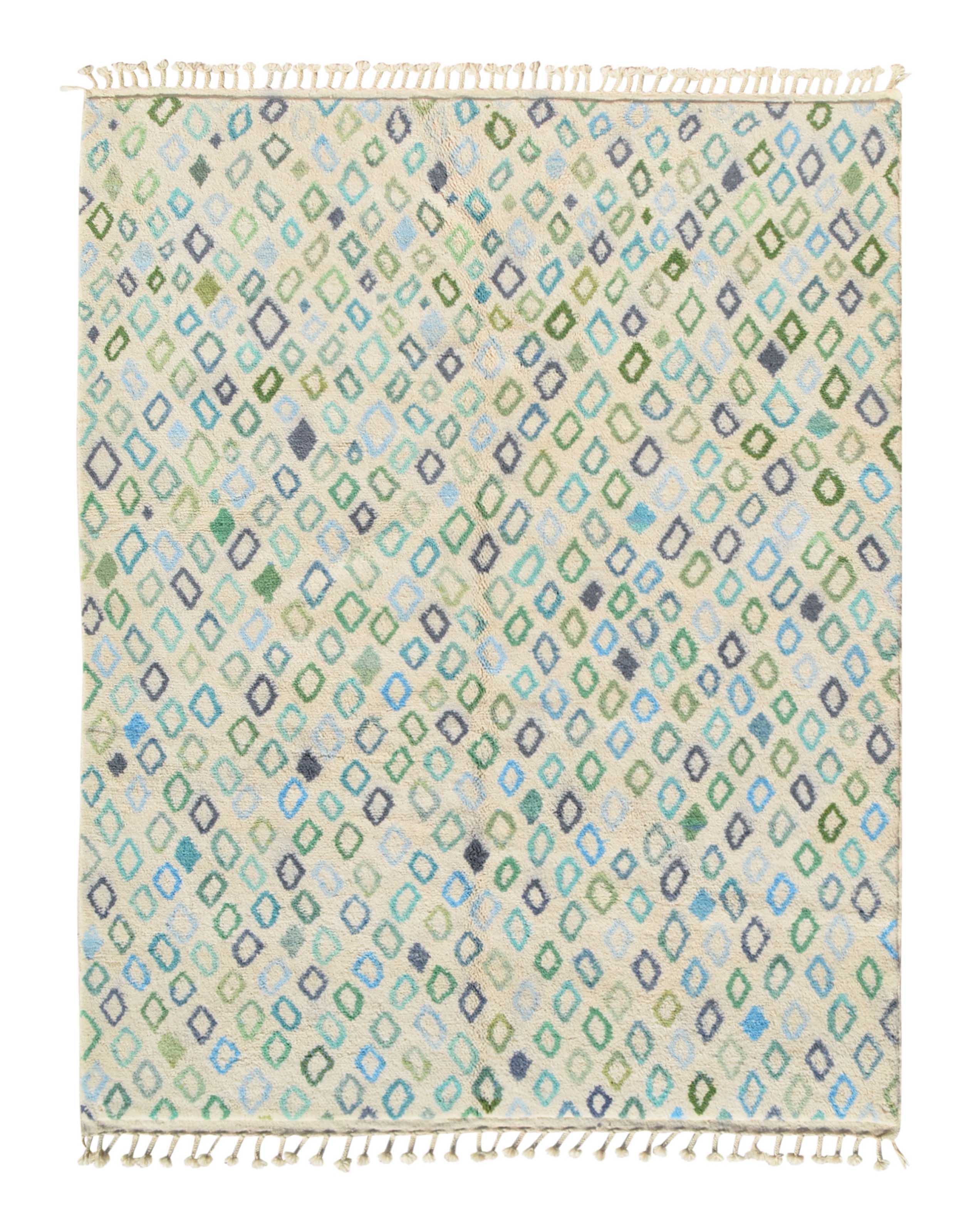 Gems | 7'x9' Blue & Aqua Geometric Diamond Azilal Area Rug