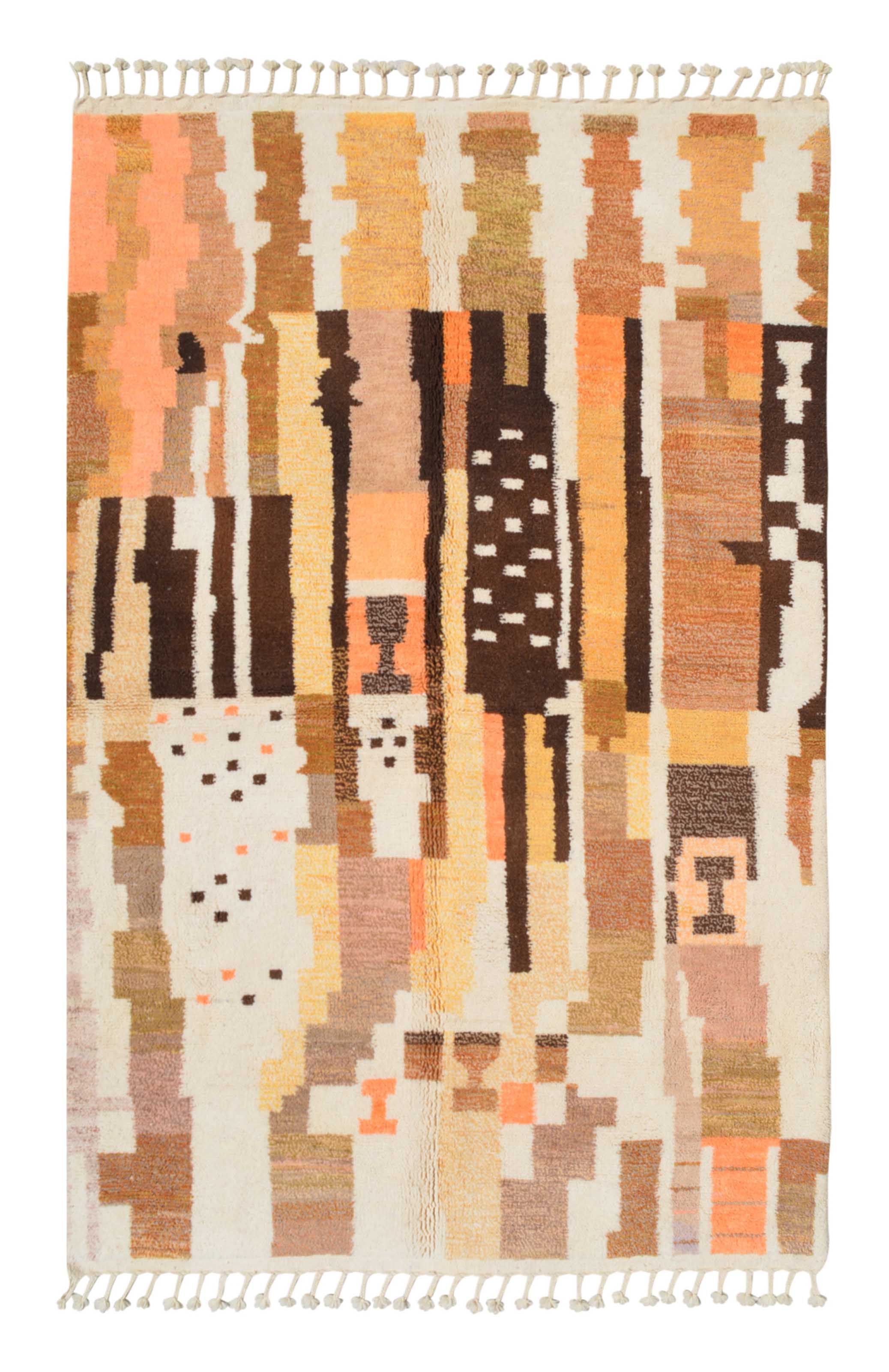 Honeycomb | 6'x9' Golden Abstract Azilal Moroccan Area Rug