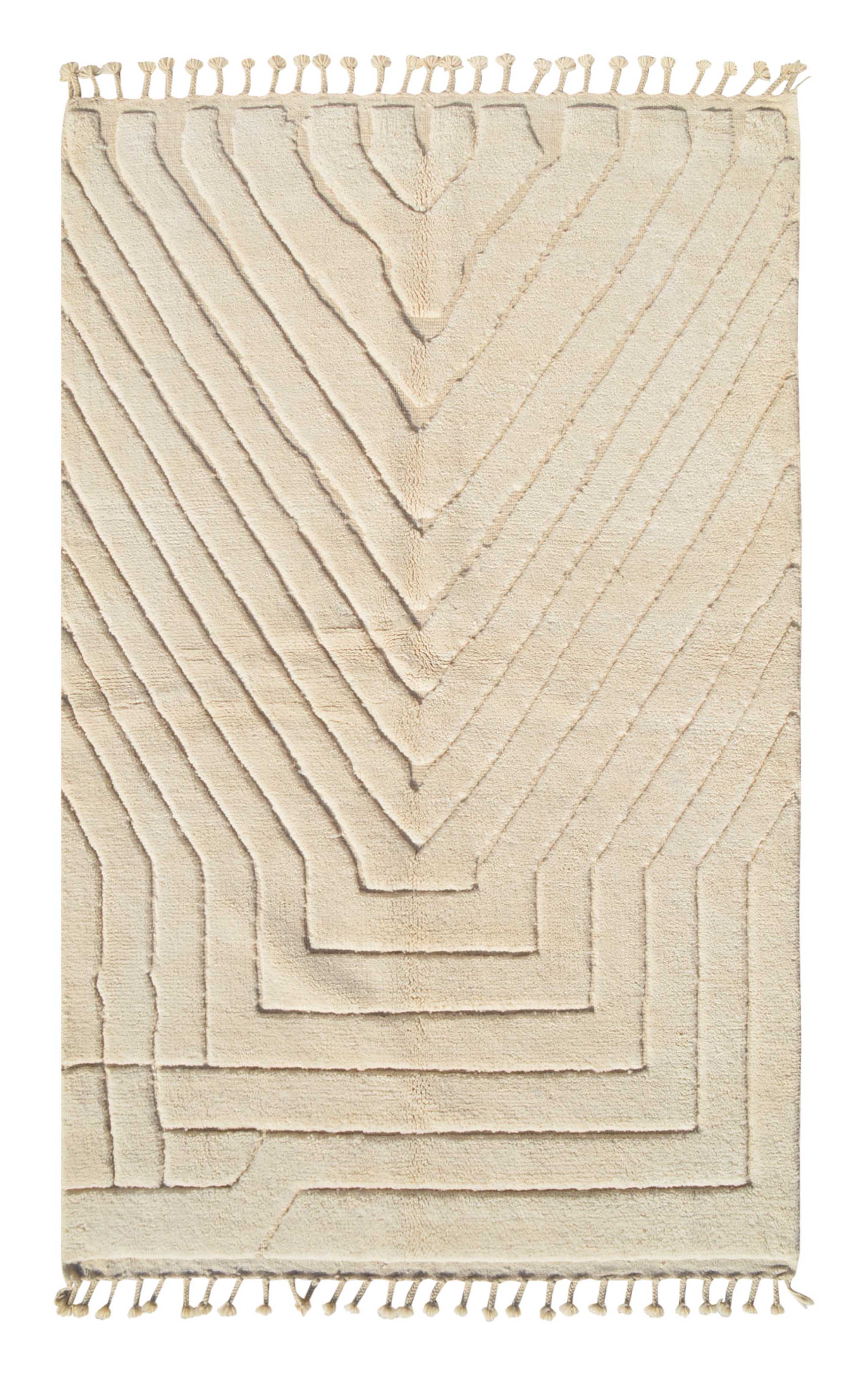 Lighter Rug | Handcrafted High Low White Design | Illuminate Collective