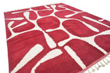 Ruby Flow | 8'x10' Deep Red & Ivory Abstract Boujaad Area Rug