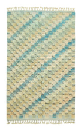 Seaglass Pathway | 5'x8' Coastal Blue & Cream Modern Moroccan Rug