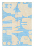 Summer Sky | 6'x9' Blue & Beige Abstract Moroccan Rug (No Fringe)