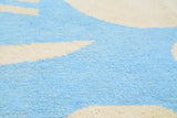 Summer Sky | 6'x9' Blue & Beige Abstract Moroccan Rug (No Fringe)