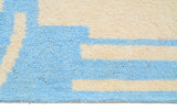 Summer Sky | 6'x9' Blue & Beige Abstract Moroccan Rug (No Fringe)