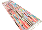 Vibrant Path | 2'4"x8' Colorful Pink & Blue Azilal Hallway Runner