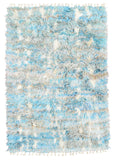 Baby blue Shaggy Rug - Blue and brown rugs