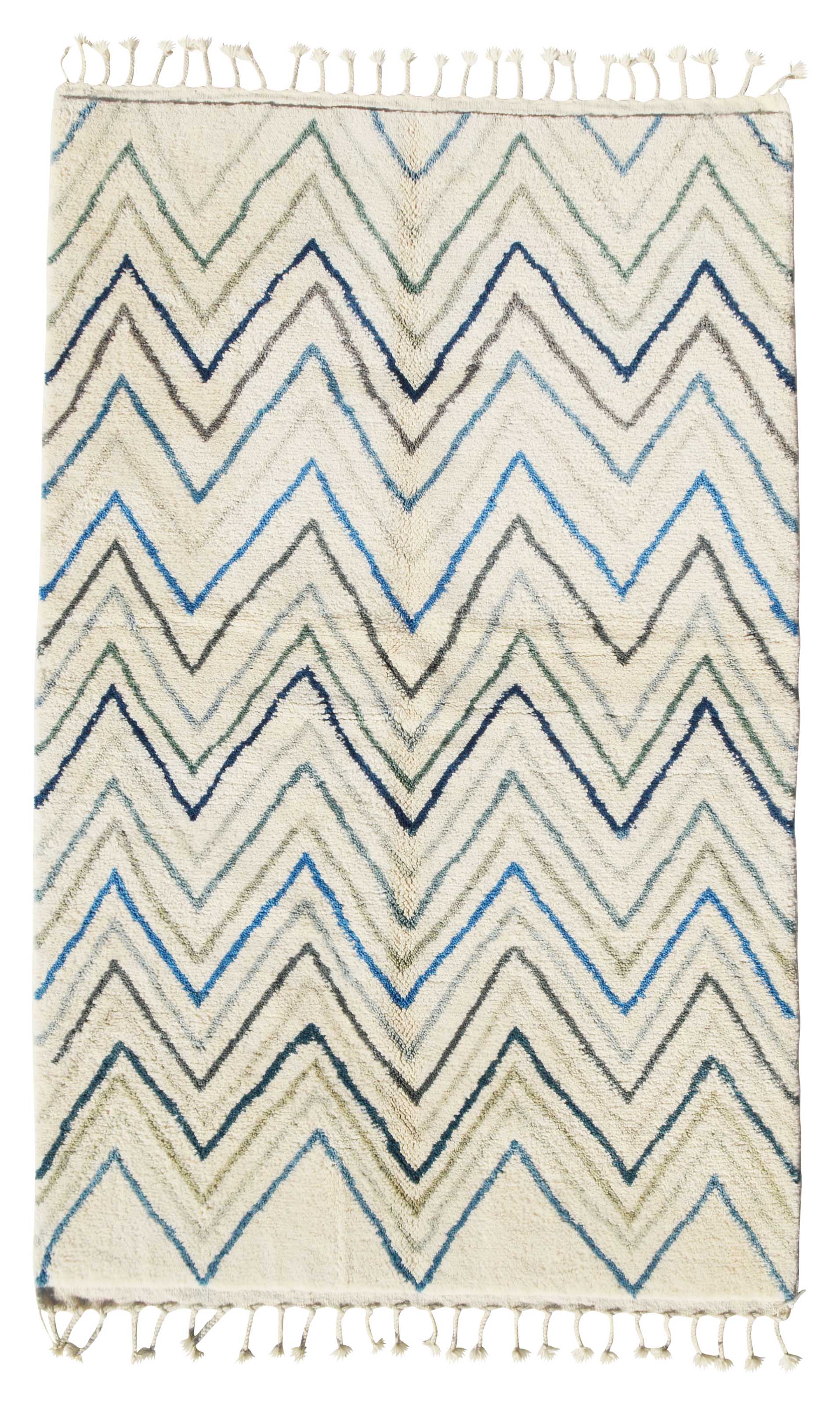 Blue ZigZag Handmade Moroccan Rug | Navy Blue And Brown Area Rugs