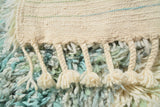 Green while shaggy Rug