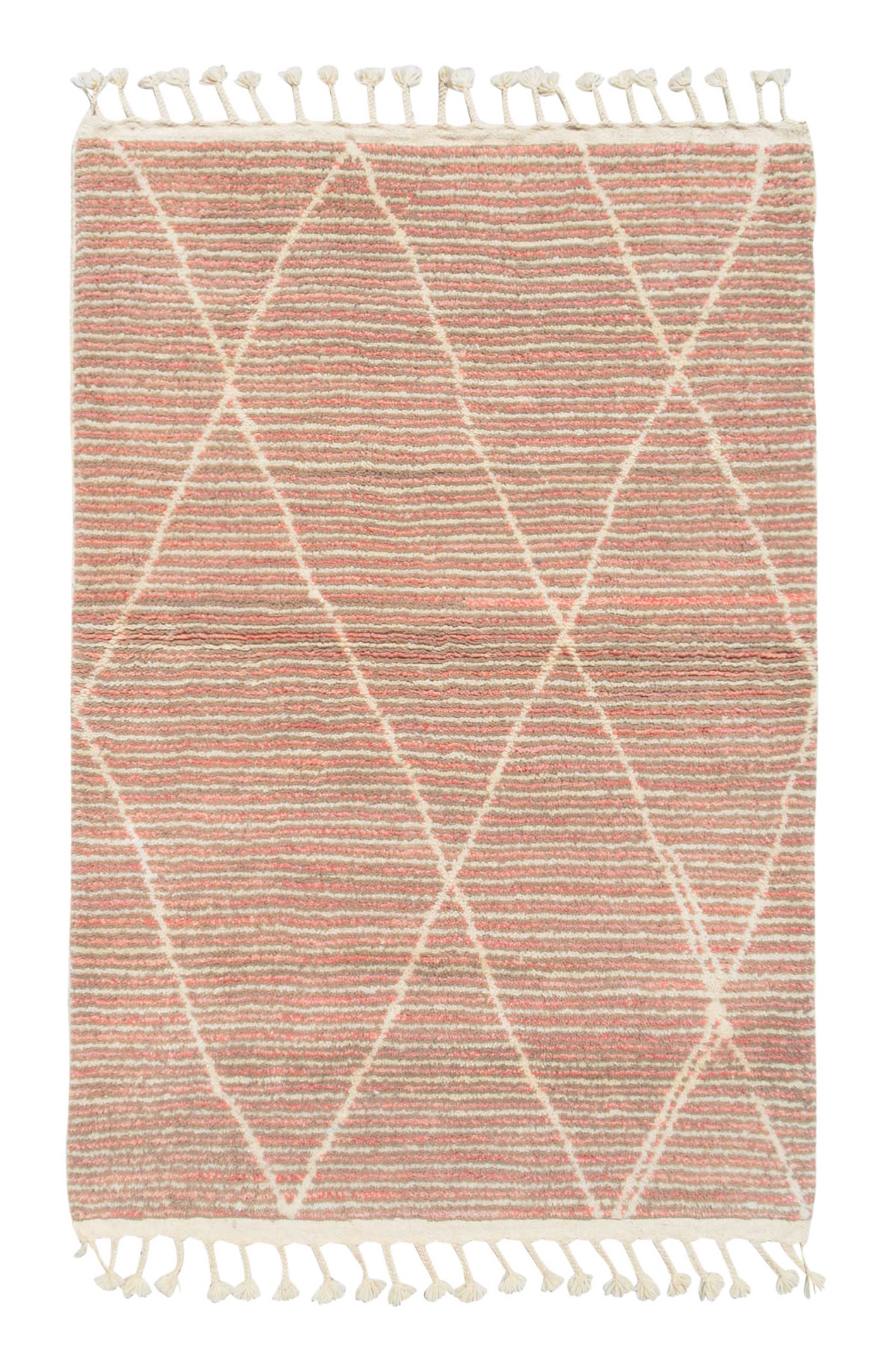 Handmade Pink Lines Moroccan rug