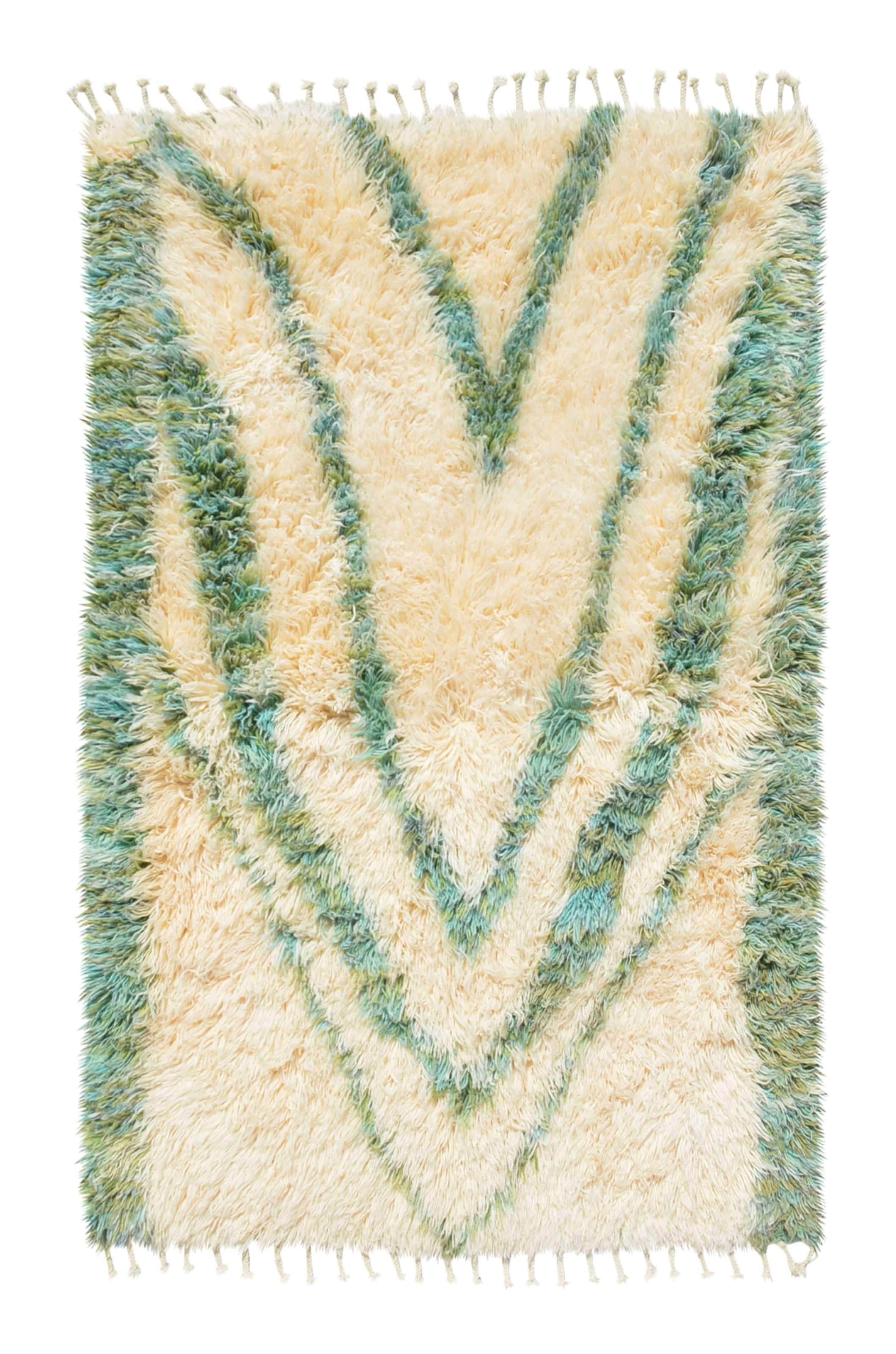 Moroccan Rug Green shaggy Handmade Moroccan Rug Illuminate Collective