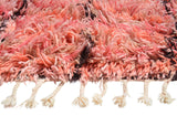 Moroccan Rug Pink black lines shaggy Rug Illuminate Collective