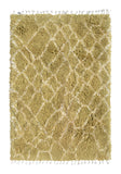 Pea green shaggy Moroccan Rug