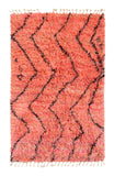 Pink black lines shaggy Rug