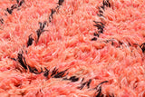 Pink black lines shaggy Rug