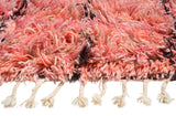 Pink black lines shaggy Rug