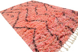 Pink black lines shaggy Rug