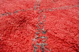 Red Beni Ourain Rug – Handmade Moroccan Wool Rug with Bold Minimalist Design