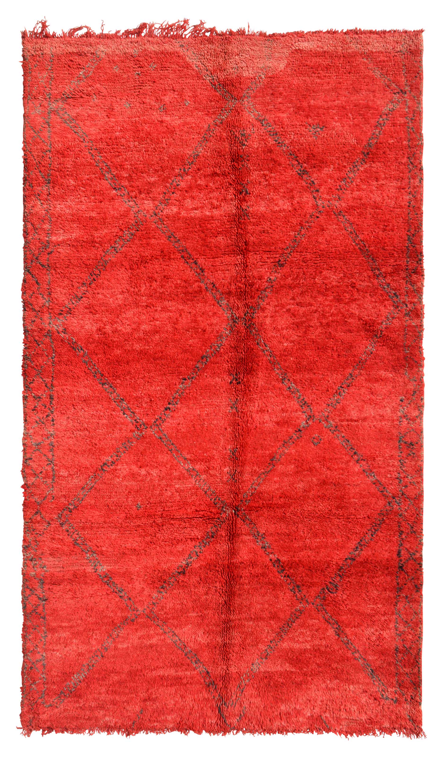Red Beni Ourain Rug – Handmade Moroccan Wool Rug with Bold Minimalist Design
