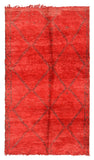 Red Beni Ourain Rug – Handmade Moroccan Wool Rug with Bold Minimalist Design