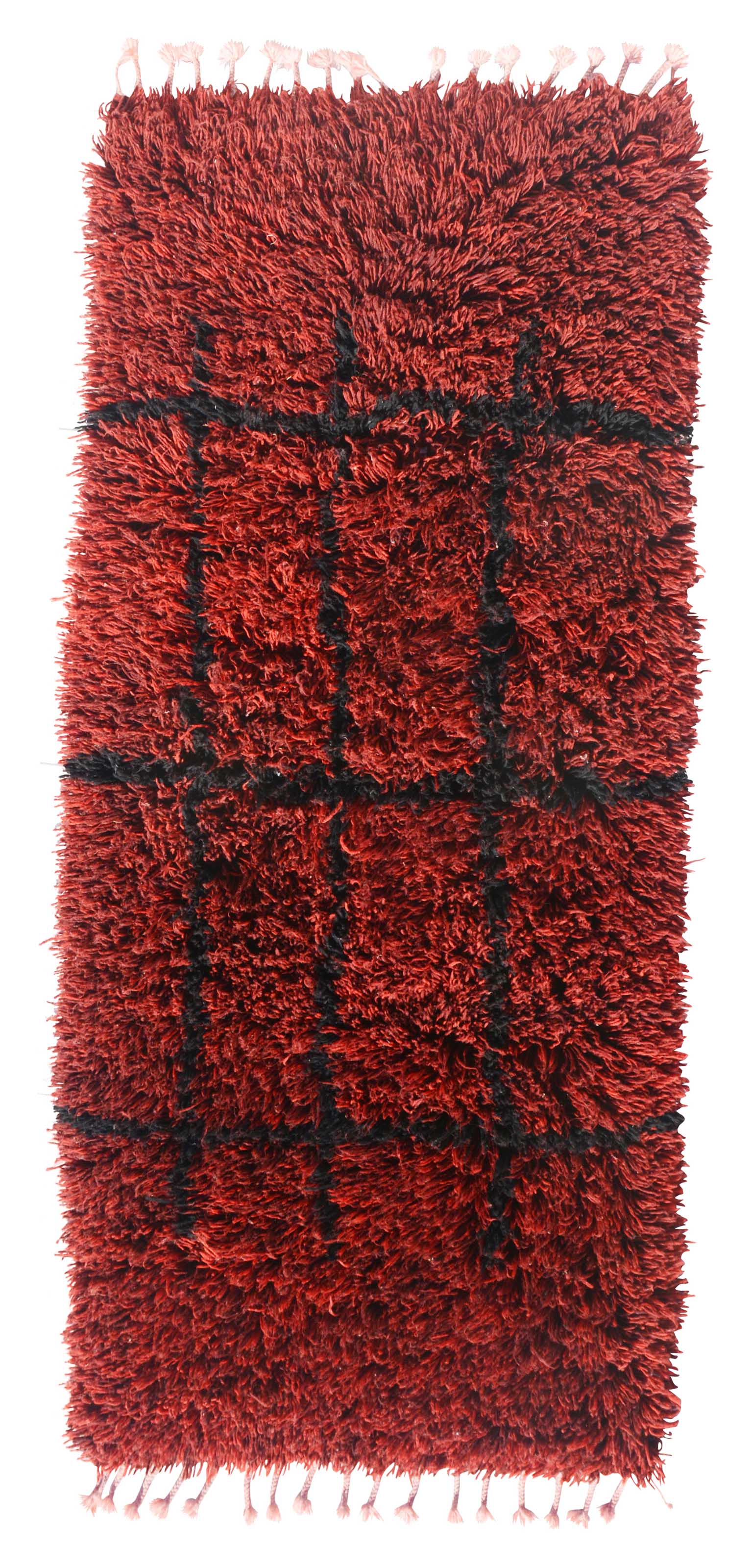 Red Shaggy Moroccan Rug | Handmade Shaggy Rug