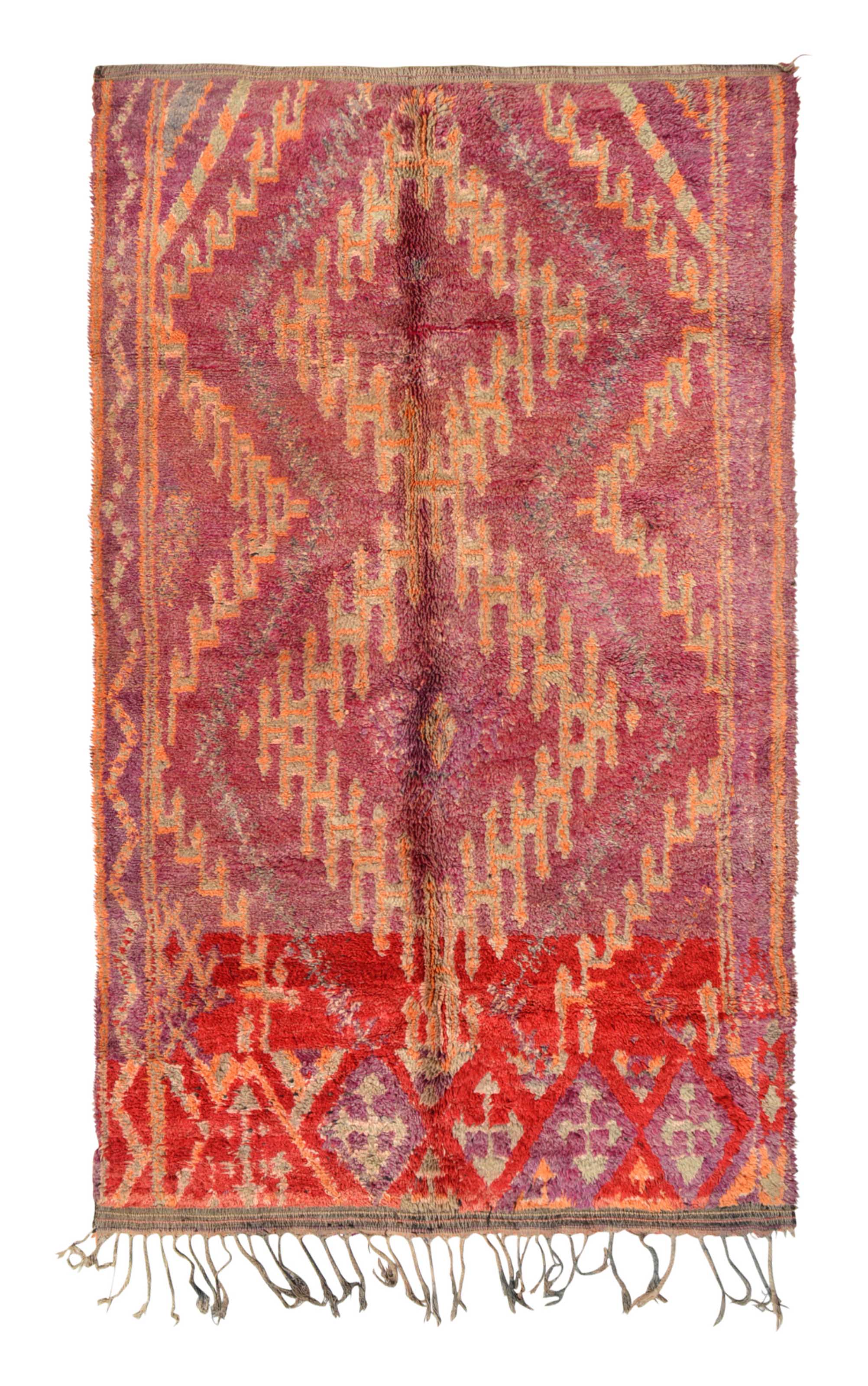 Vintage Moroccan Rug - Orange And Red Rug - Purple Runners Rugs