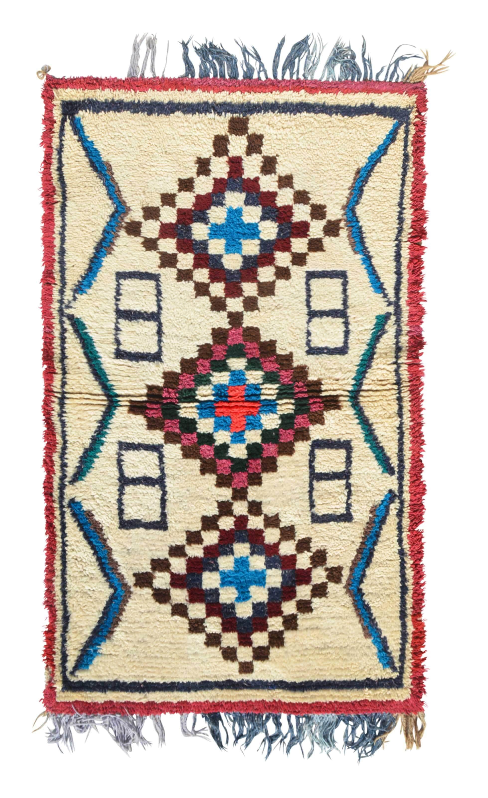 Vintage Wool Rugs - Faded Vintage Rugs - Vintage Moroccan Rug