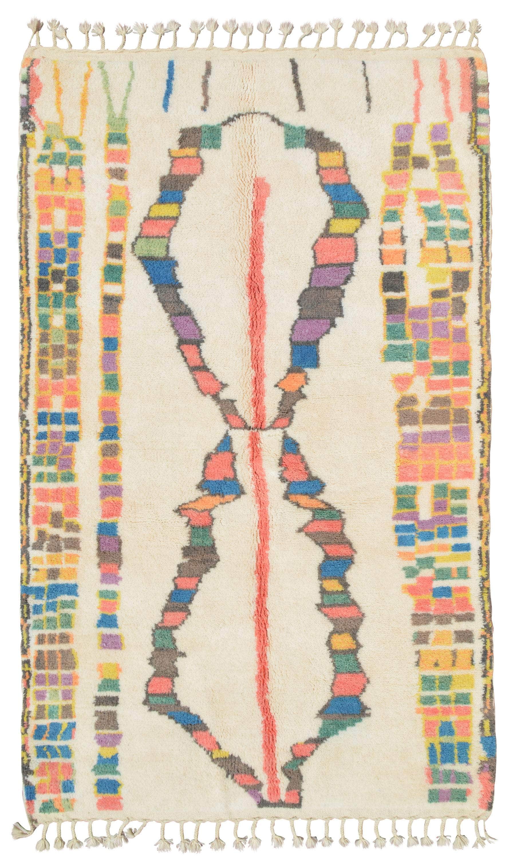 White Multi Color Berber | Moroccan Geometric Rug