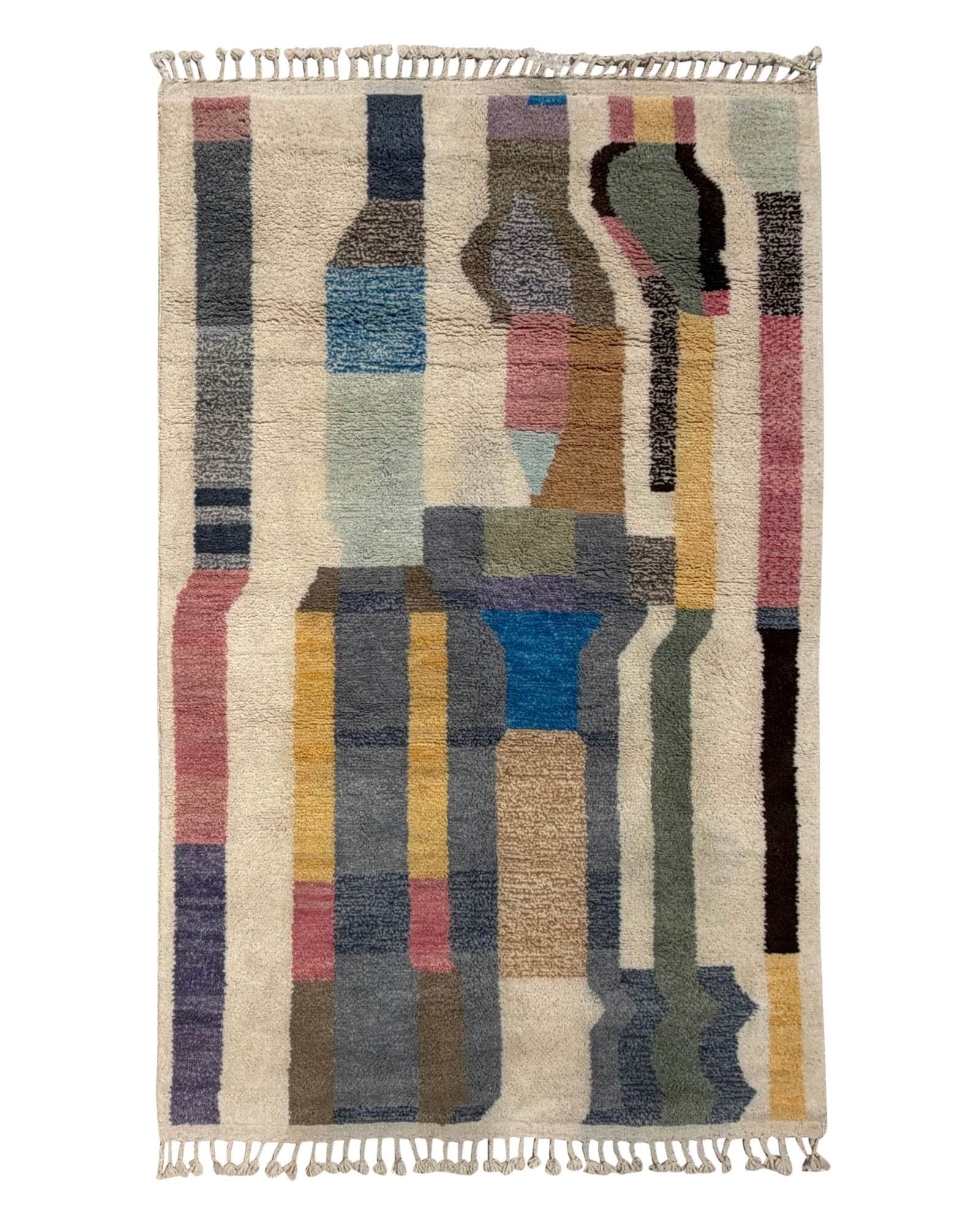 Abstract Handmade Moroccan Wool Rug | 5 x 8
