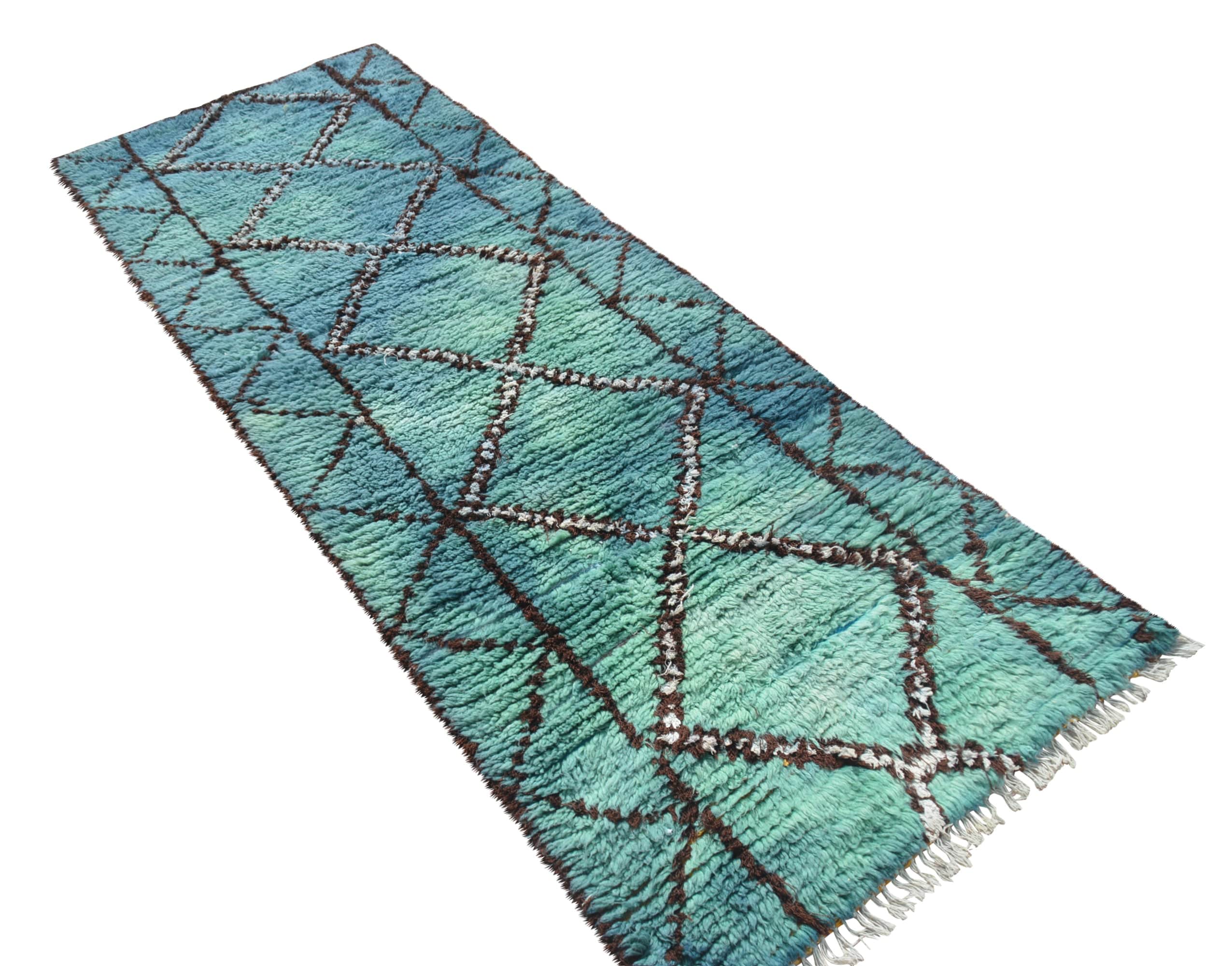 Abyss – Vintage Moroccan Rug in Aqua | Handmade Berber Beni Ourain Style