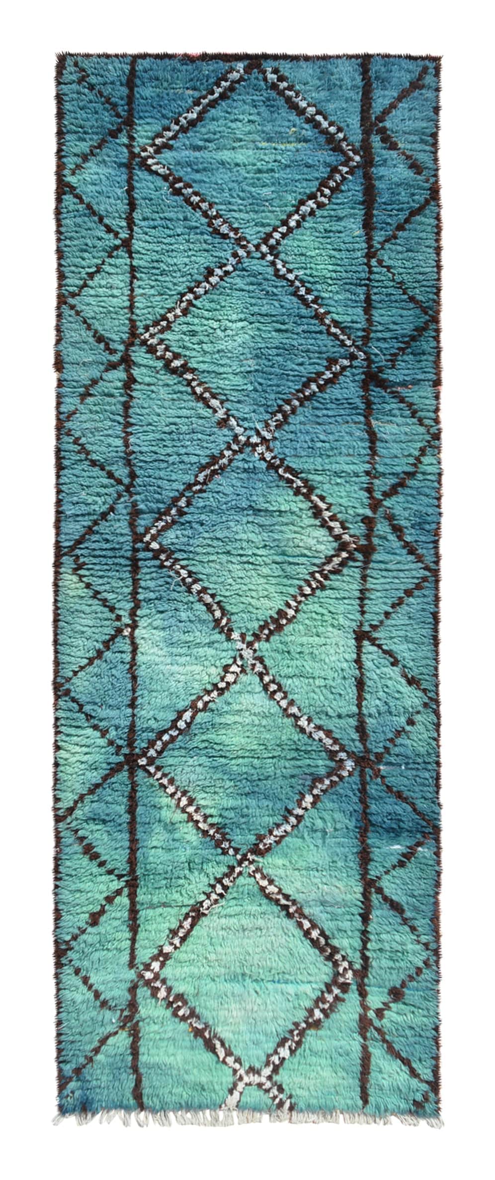 Abyss – Vintage Moroccan Rug in Aqua | Handmade Berber Beni Ourain Style