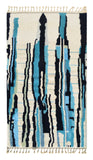 asablanca Blue | 5'x8' Modern Abstract Blue & Black Striped Azilal Rug