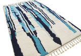 asablanca Blue | 5'x8' Modern Abstract Blue & Black Striped Azilal Rug