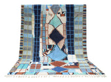 Aura Rug: Handwoven Blues Abstract - Modern Moroccan Design