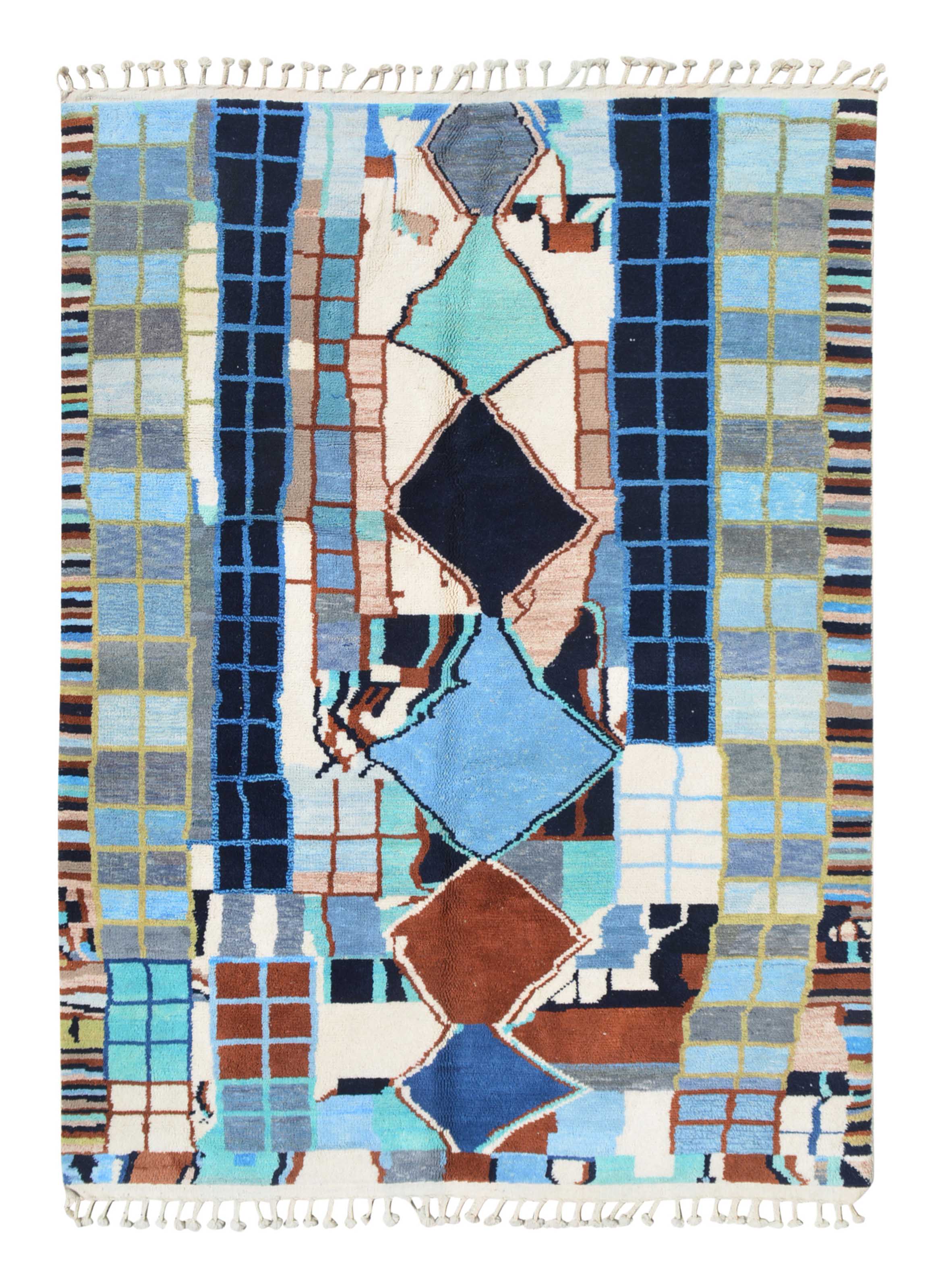 Aura Rug: Handwoven Blues Abstract - Modern Moroccan Design