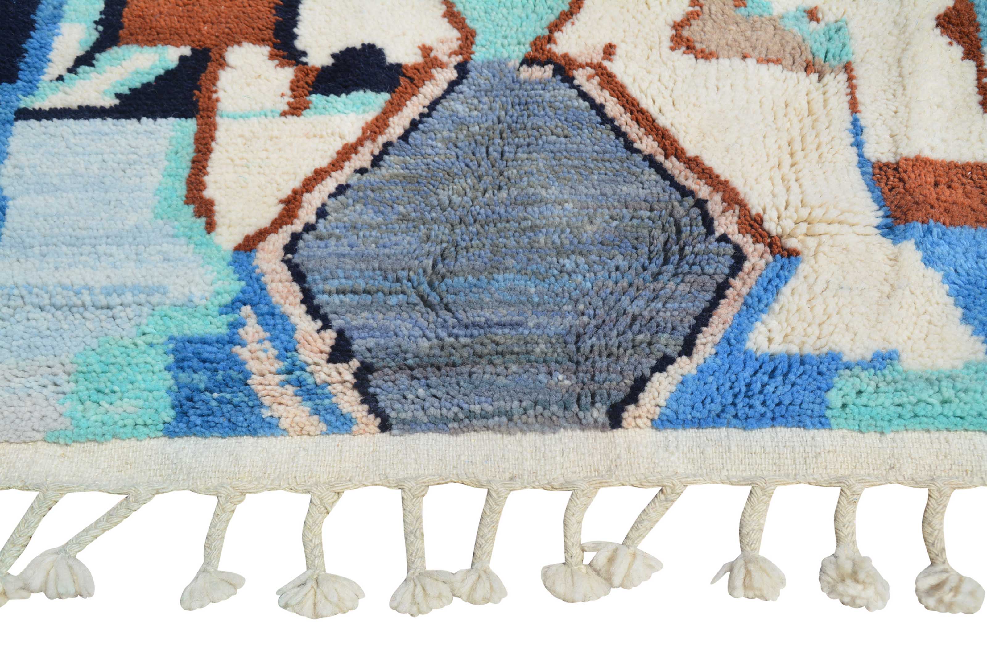 Aura Rug: Handwoven Blues Abstract - Modern Moroccan Design