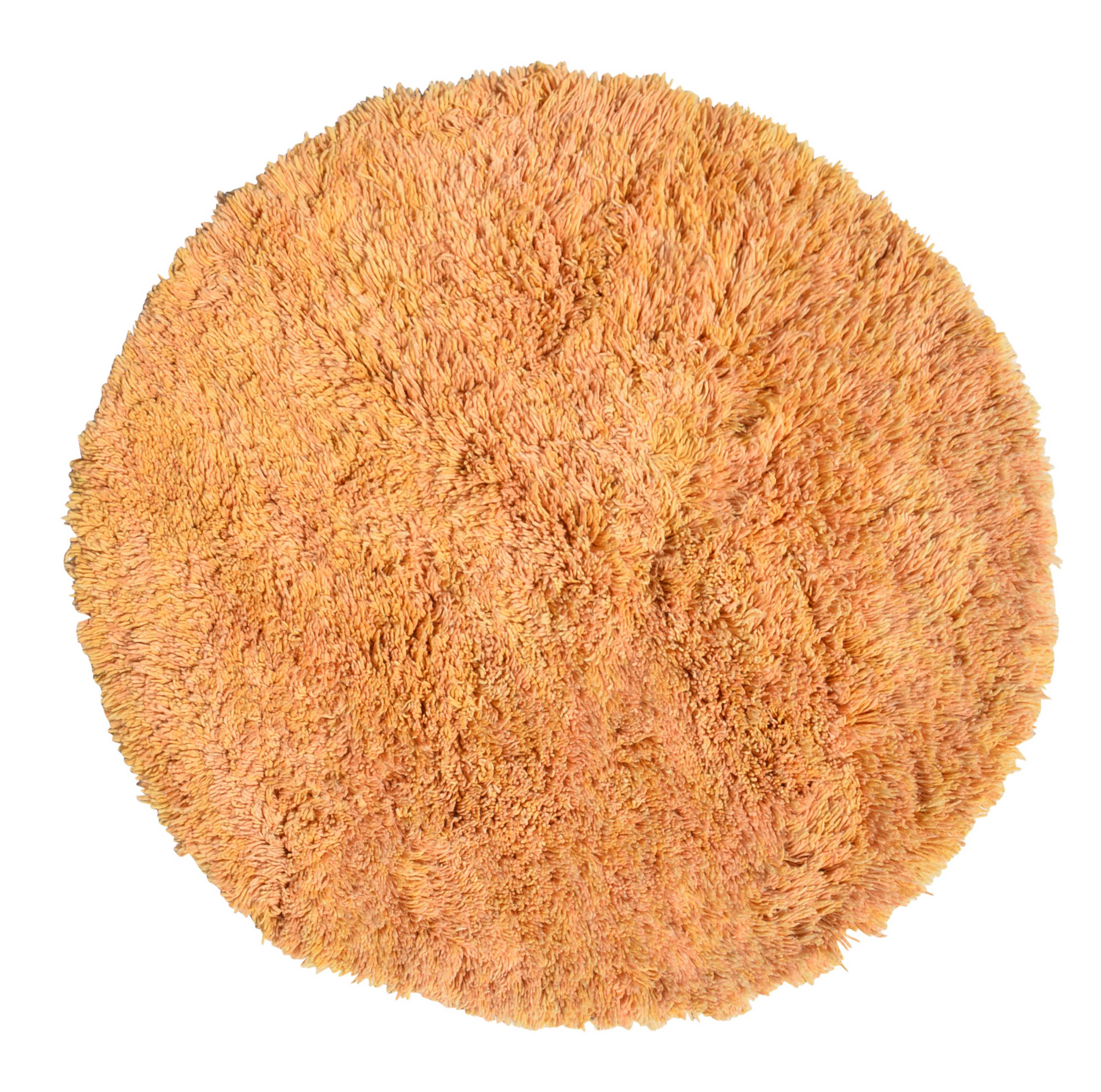 Aurora | 6' Round Golden Orange Plush Moroccan Area Rug