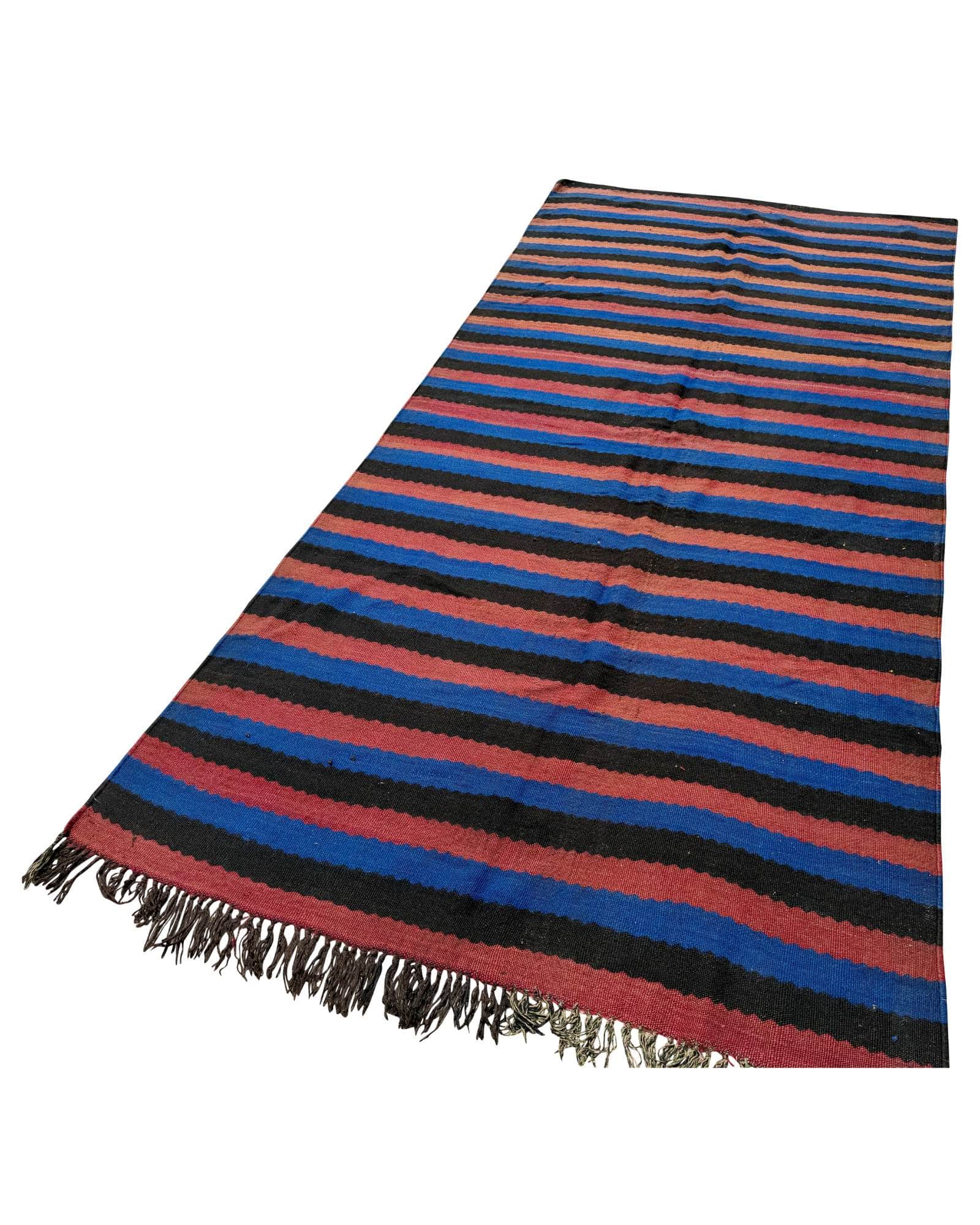 Blue Striped Vintage Moroccan Flatweave | 5x11