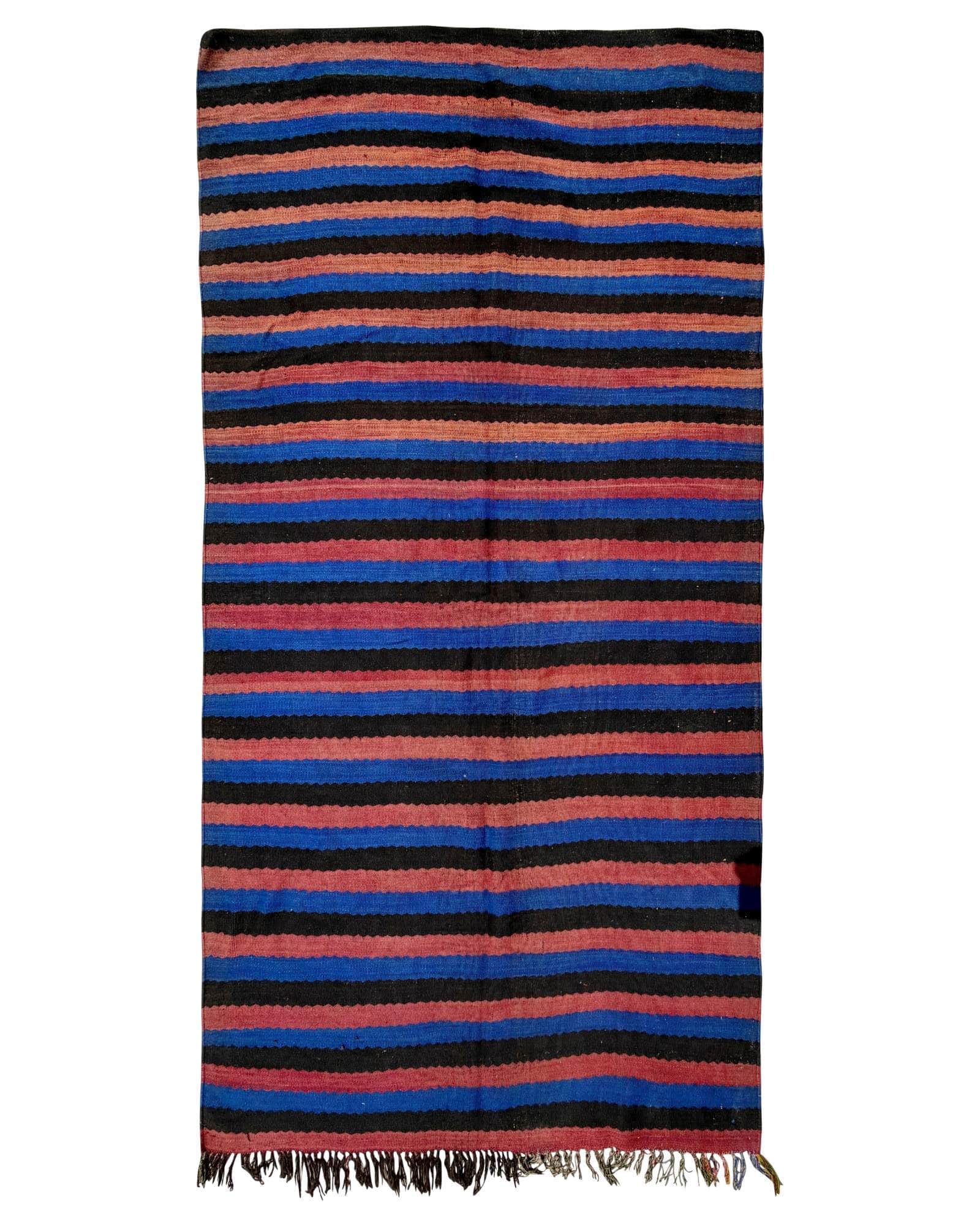 Blue Striped Vintage Moroccan Flatweave | 5x11