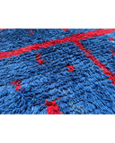 Blue Vintage Moroccan Rug | 4x7 Red Lattice
