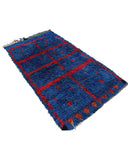 Blue Vintage Moroccan Rug | 4x7 Red Lattice