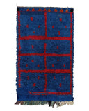 Blue Vintage Moroccan Rug | 4x7 Red Lattice