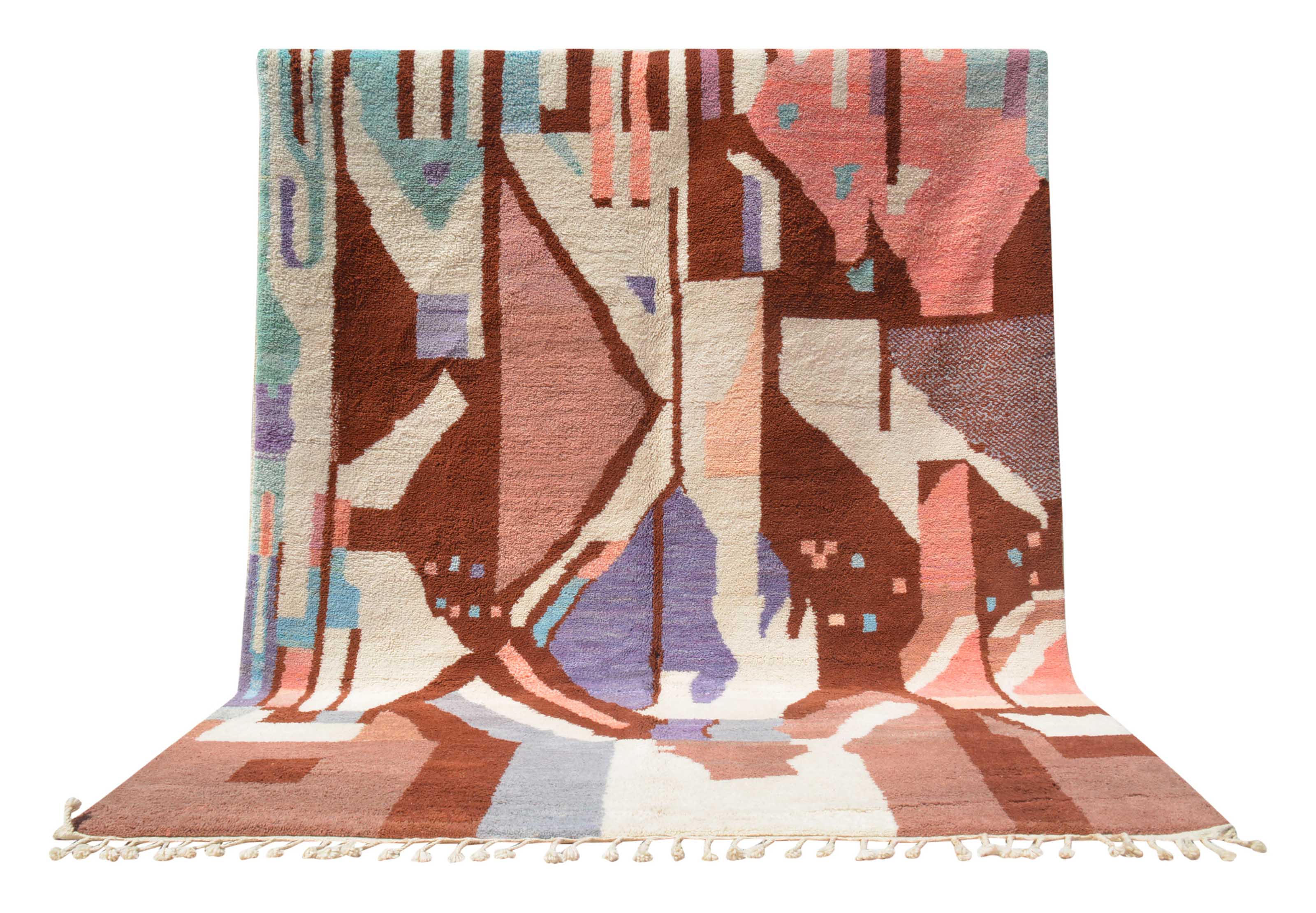 Blush Maze: Light Pink Geometric Rug - Modern Moroccan Design