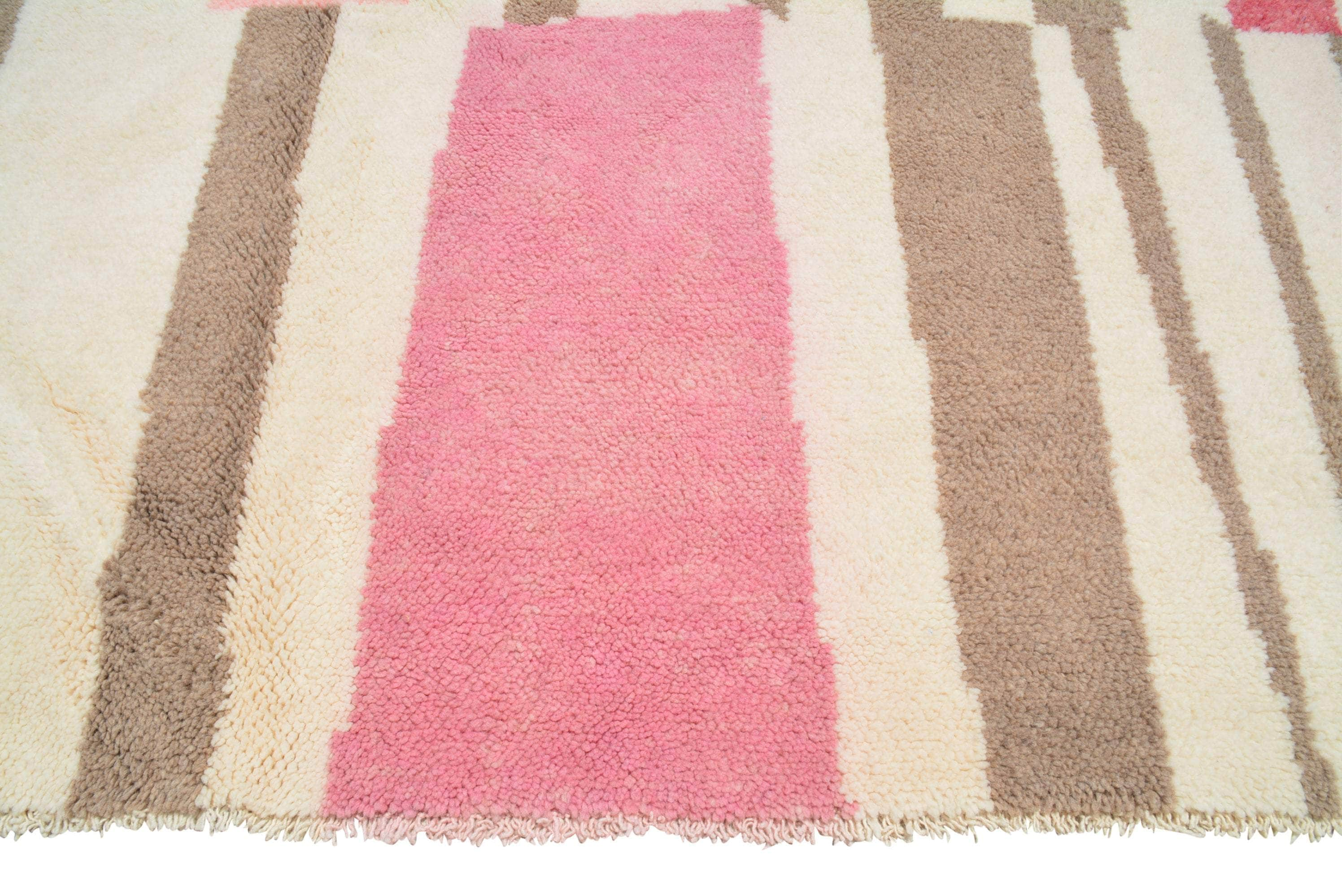 Blushing Trails | Handmade Moroccan Rug with Soft Pink Lines