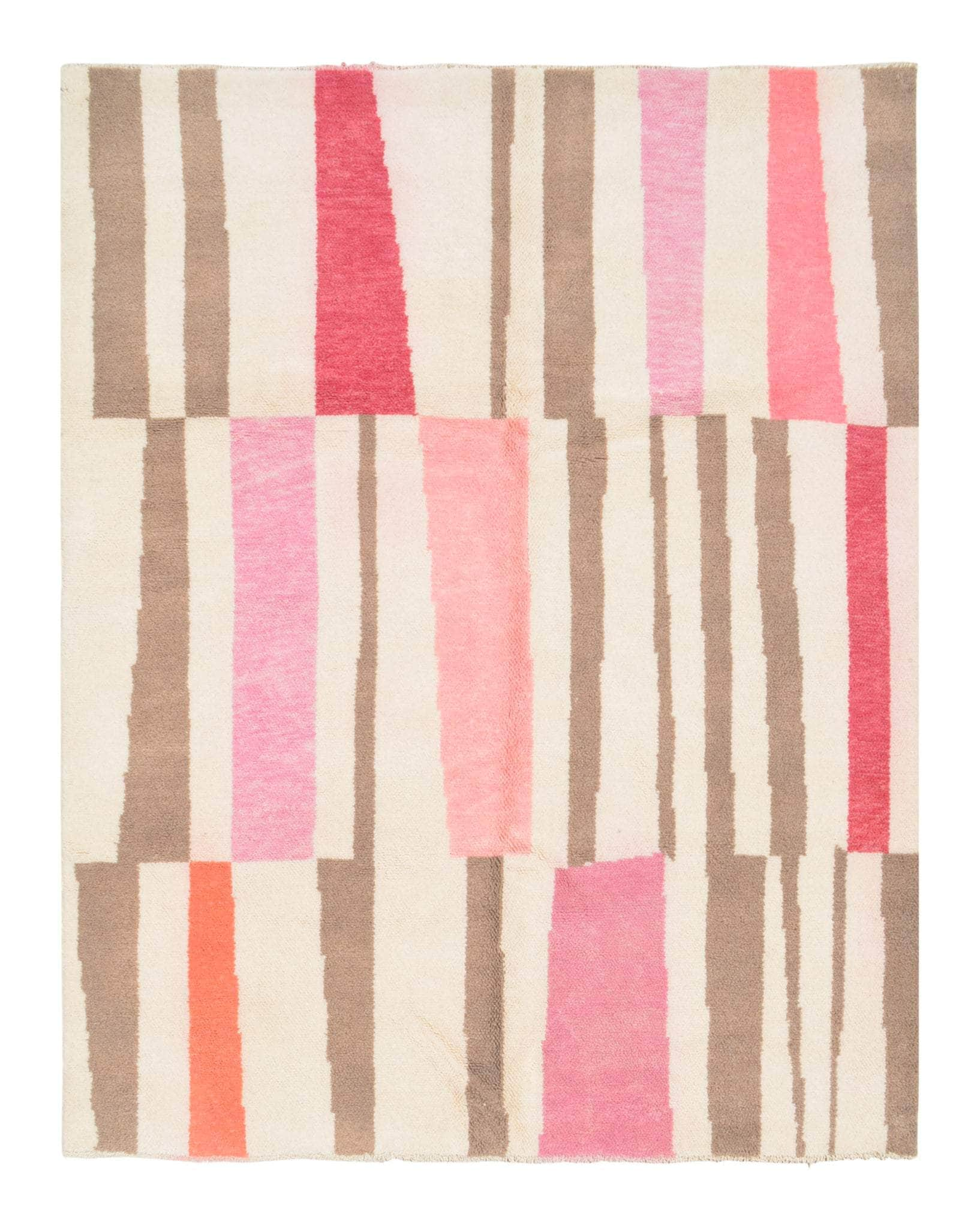 Blushing Trails | Handmade Moroccan Rug with Soft Pink Lines