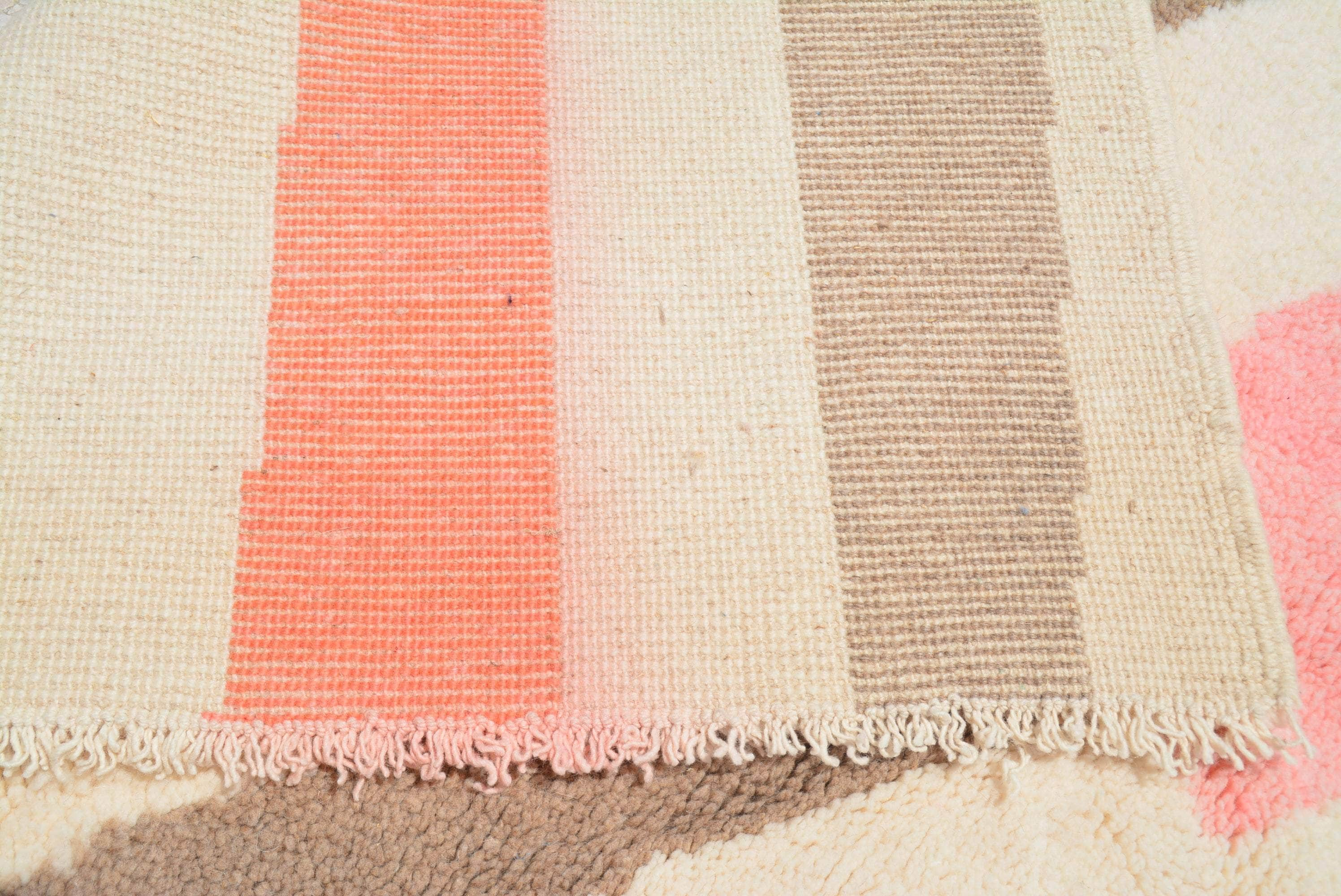 Blushing Trails | Handmade Moroccan Rug with Soft Pink Lines