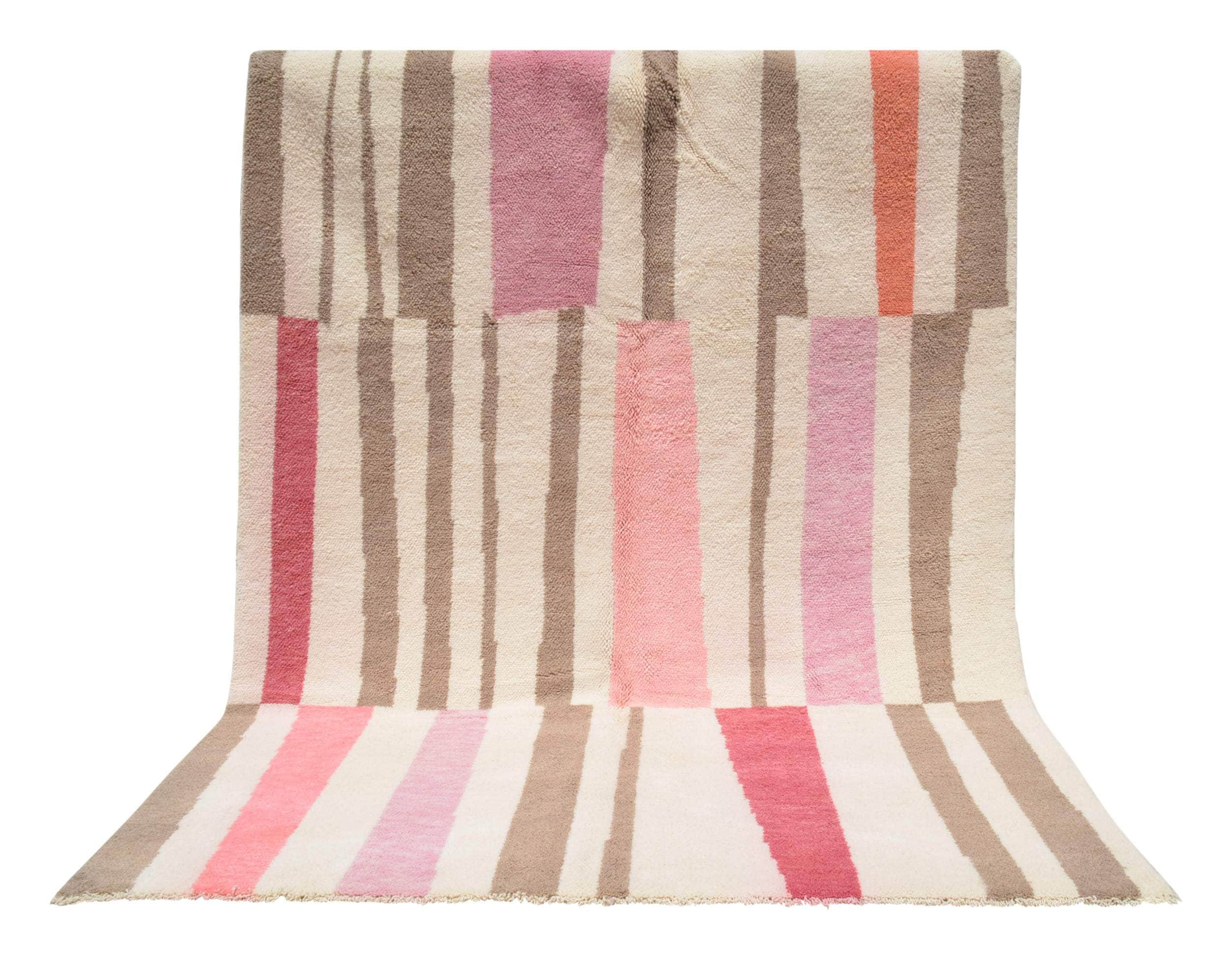 Blushing Trails | Handmade Moroccan Rug with Soft Pink Lines