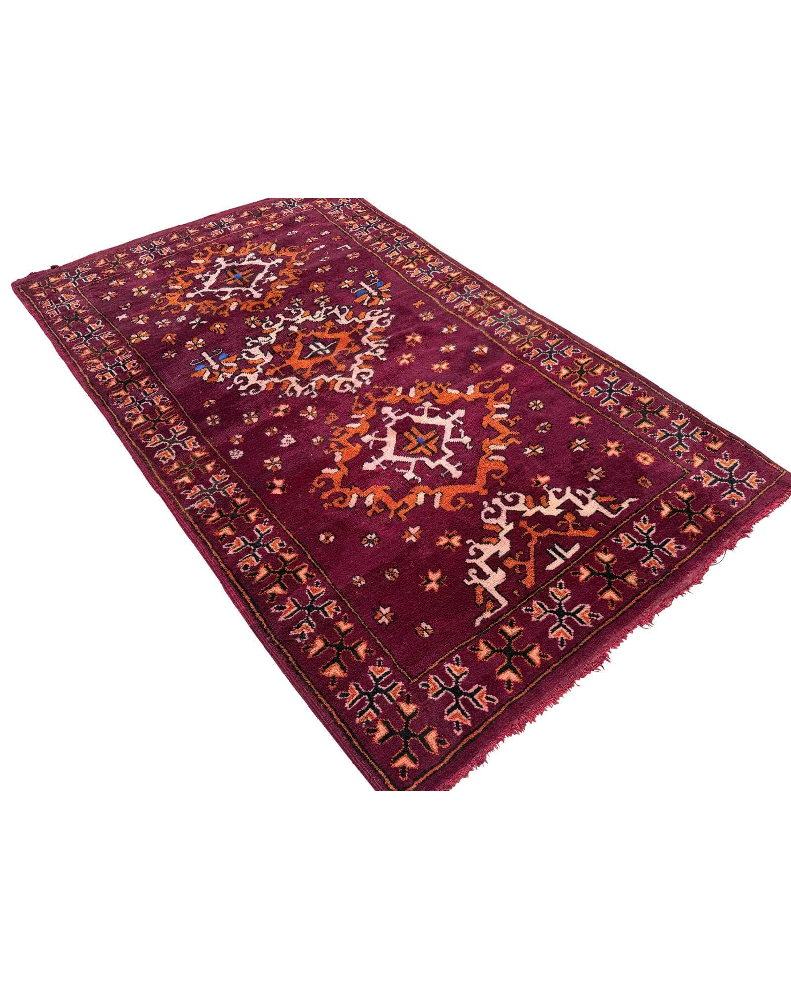 Burgundy Vintage Moroccan Rug | 4'7 x 7'10